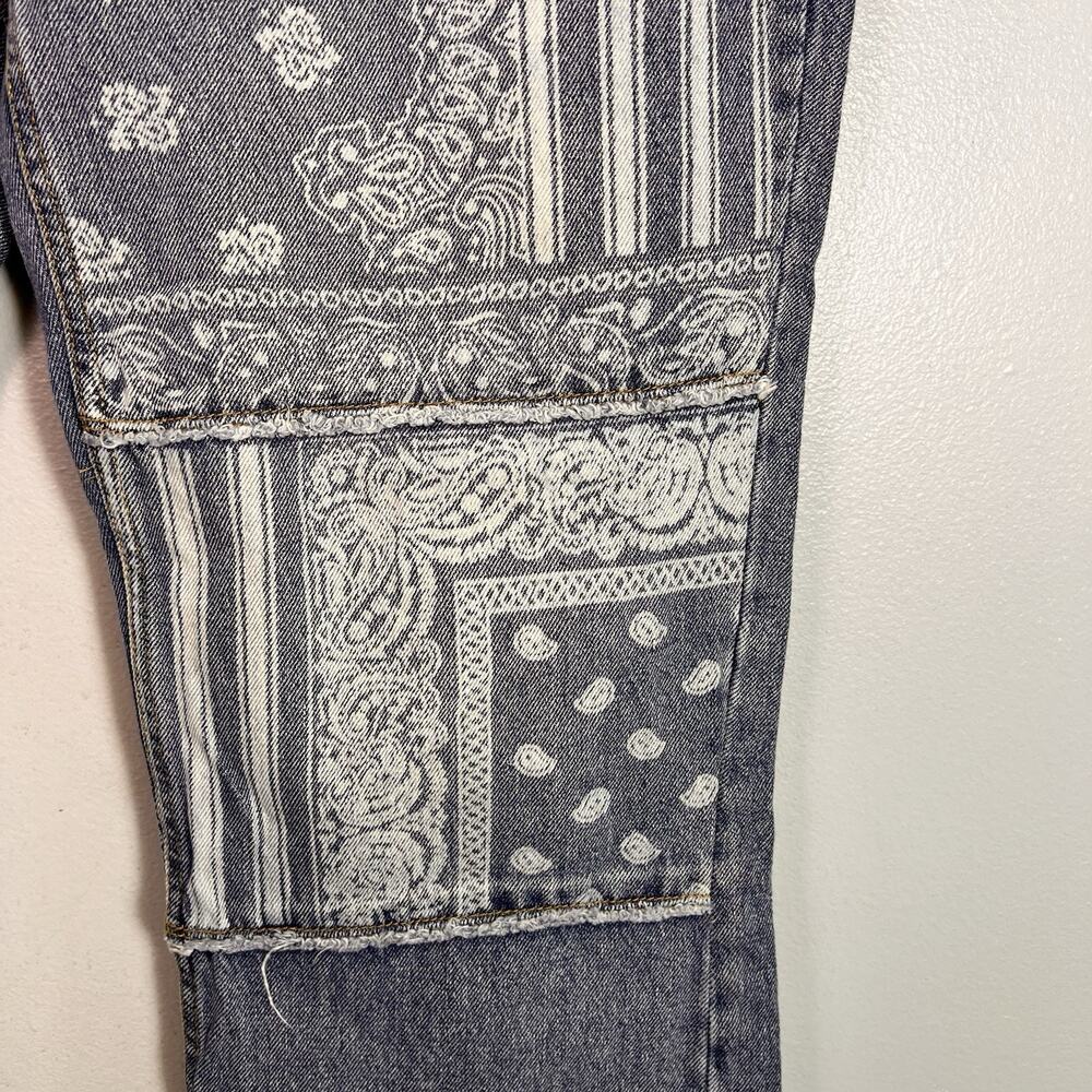 CLEO + Wolf Women's High Rise Straight Jeans Embroidered Patchwork 31x30 Boho - Picture 6 of 16